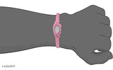 Pink unisex casual watch with white face and black band