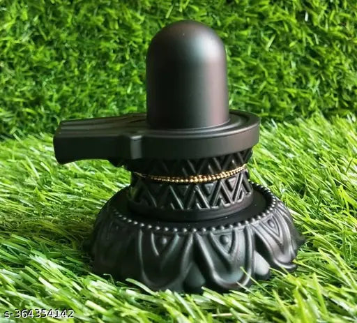 Matt Black Marble Dust Shiv Pindi Idol, 7cm size for spiritual worship