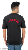 Solid men's cotton round neck half sleeves t-shirt, casual and stylish with commando print, size S (36in x 25in)