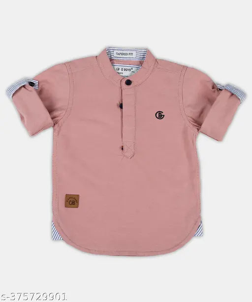 Cotton regular fit kurta with round neck (pink), soft and stylish for babies, solid pattern, long sleeves, sizes: 6-12M, 12-18M, 18-24M, 2-3Y, 3-4Y, India origin