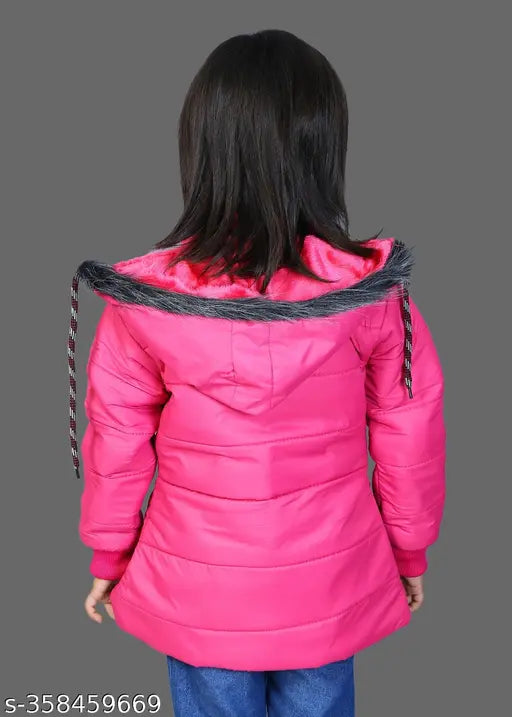 Pink padded coat with a hood