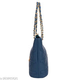Ladies navy blue clutch purse with chain detail