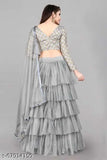 Silk blend Aakarsha Sensational women's lehenga with net bottomwear and lace dupatta, free size (waist 34in, length 44in)