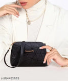 Black and gold sling bag with multiple compartments