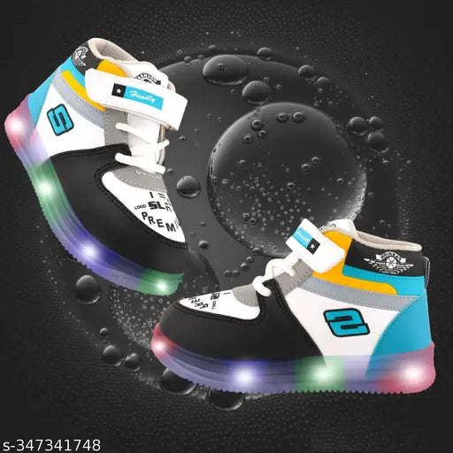 Light-up shoes with Velcro straps, designed for outdoor sports and suitable for little kids