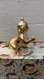 Brass Krishna idol, size 4, Indian handcrafted brass deity figure