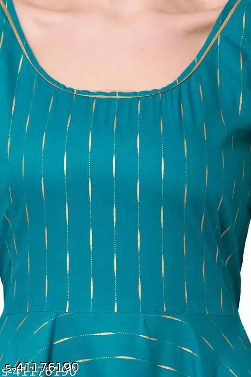 Teal kurta, gold embroidery, with matching pajama set