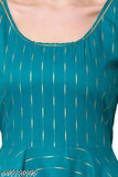 Teal kurta, gold embroidery, with matching pajama set