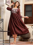 Mint Maroon embroidered rayon blouse with three-quarter sleeves, India-made women's fashion top in various sizes