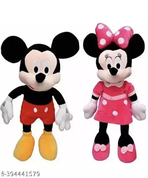 Multi-colored Mikey and Minnie soft toys combo, plush stuffed animals for baby gifts (age 0-2), size 40cm from India