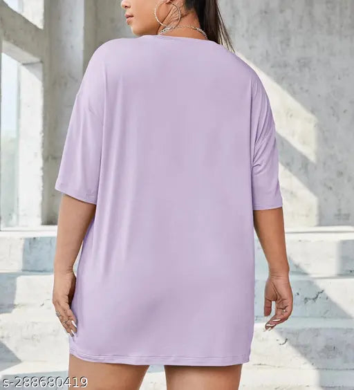Veronica Elegant'S Branded Oversize Purple Printed Tshirt Tee Top for Womens and Girls