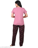 Cotton night suit for women & girls, printed pyjamas and t-shirt set with short sleeves, size XXL from India