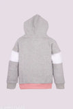 Cotton blend colorblocked winter zipper hoodie for girls, stylish kids wear with long sleeves