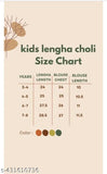 Embroidered taffeta silk kids lengha choli, suitable for festive wear, 3-8 years sizes