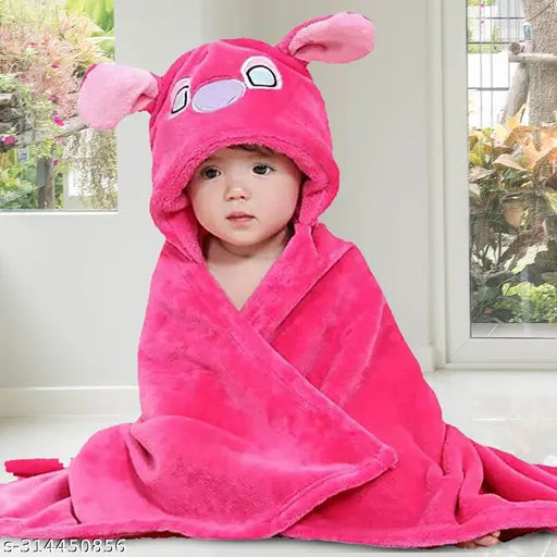 Soft, premium fleece Babyzone hooded towel for babies, free size (34x28in), Indian origin