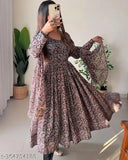 Floral georgette kameez kurta with kalamkari design and paisley print