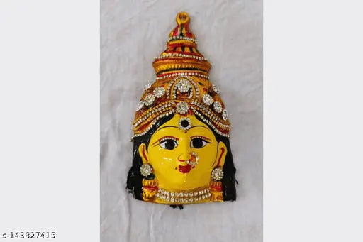 Metal Devi Decorated Face God Idol, 6.5x1x3 inches, Lakshmi idol for pooja room