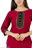 Classic royal maroon women's cotton kurta set with palazzos, three-quarter sleeves, S to XL sizes