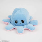 Reversible dark blue & pink octopus plush toy for kids, durable fabric net material with flip design