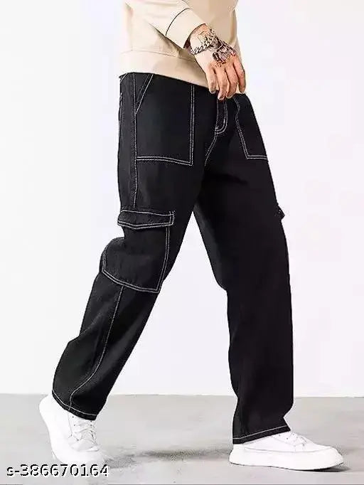 Gorgeous latest denim track pant for men, solid color with waist size 28/30/32 and length size 38 inches, made in India
