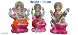 Unbreakable poly resin Lakshmi Ganesh Saraswati idol multipack, hand-painted, washable, Hindu gift article