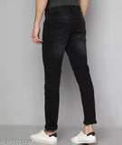 High-quality cotton party wear men's jeans, solid navy blue, perfect for events, size 28/30