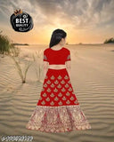 Kids premium satin Lengha-choli, embroidered, traditional partywear with matching dupatta. Indian-made, suitable for festivals and weddings