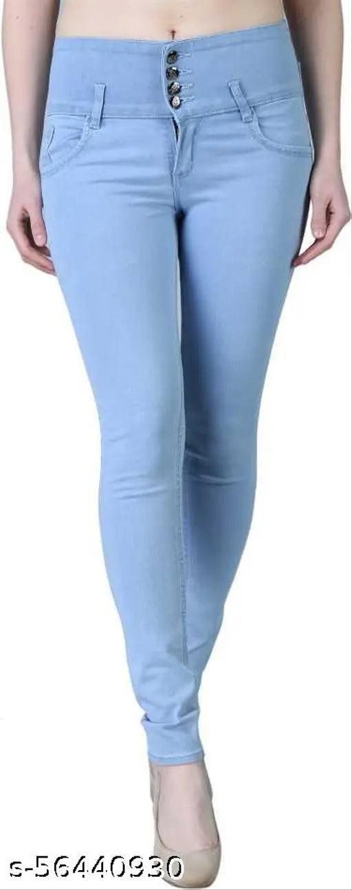 Stylish denim skinny fit lightweight stretchable jeans - solid pattern, men's size 30/32 (India origin)