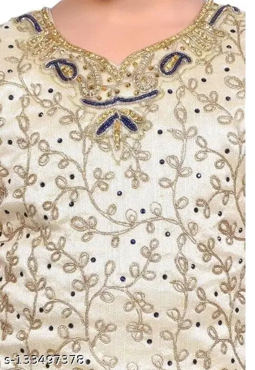Purple cotton blend-poly silk net Shervani Kurta Set for girls, featuring embroidered diamond stonework and elastic finish. Perfect for parties, weddings, or festivals like Diwali, Navratri, Dussehra, Pongal, Onam, Lohri, Eid, Christmas. Made in India