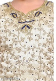 Purple cotton blend-poly silk net Shervani Kurta Set for girls, featuring embroidered diamond stonework and elastic finish. Perfect for parties, weddings, or festivals like Diwali, Navratri, Dussehra, Pongal, Onam, Lohri, Eid, Christmas. Made in India