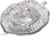 MiRiM crystal glass Vaastu and Feng Shui turtle/tortoise with leaf plate - Indian-made home decor for good luck and wealth, pack of 1 (10x3x10 cm)