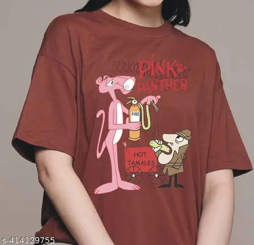 Trendy Feminine Printed Women's Oversized Round Neck T-shirt For Women And Girls
