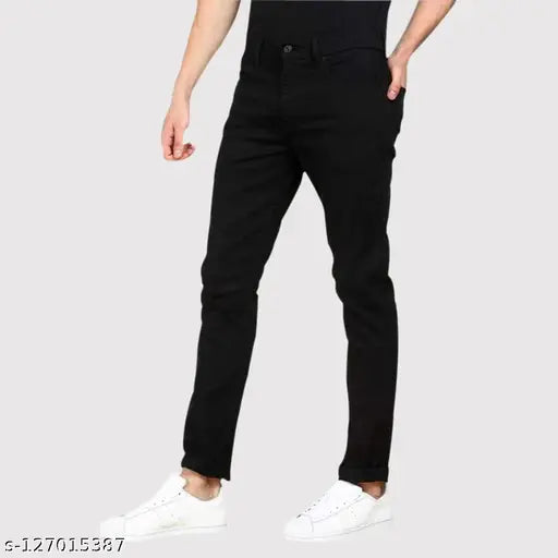 Cotton Hopewell slim and party wear men jeans, solid navy blue for everyday style and comfort