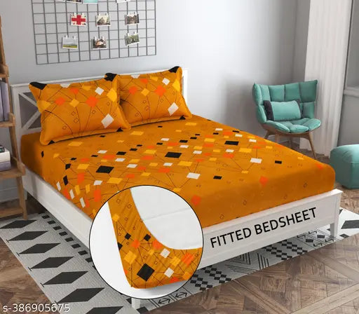 Manvi premium cotton blend elastic fitted bedsheets, 220 TC supersoft size, ideal for summer, fits up to 6in mattresses
