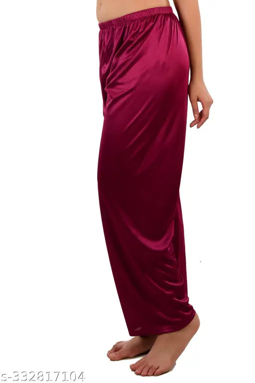 Women's regular fit pink satin pyjamas, 3/4 sleeves
