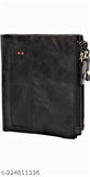 Black 2-fold leather wallet with multi card slots, solid pattern, compact design, ideal for everyday use, 100% genuine leather, perfect gift for weddings, engagements, parties, birthdays, Diwali, Eid, Men and Women. Leather wallet on table