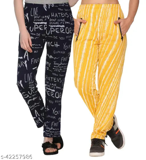Yellow patterned sweatpants, black crop top, athletic style
