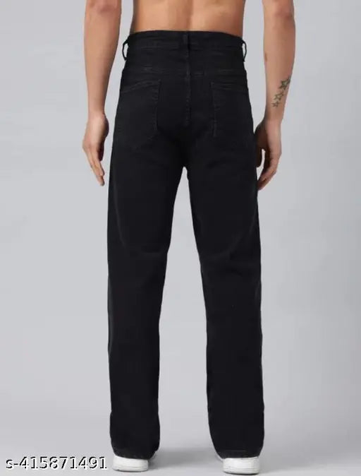 Black denim MAN plan jeans with solid pattern, size 32 (waist 32in, length 40in, hip 38in)