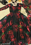 Georgette Fit and Flare Gown, white floral printed party wear, bridesmaid dress, multi-size options available