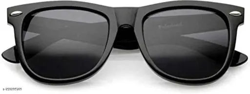 Black PU Watch Sunglass & Wallet Combo with 2 compartments, free size, solid pattern