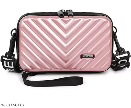Pink, quilted, black trimmed, women's crossbody sling bag