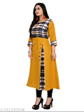 Amber kameez with contrasting plaid design, long sleeves, knee length