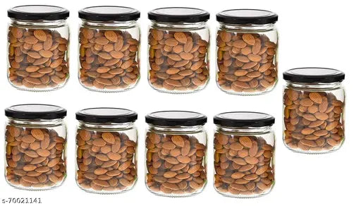 Clear glass jars with black lids, set of 12 airtight kitchen storage containers 500ml