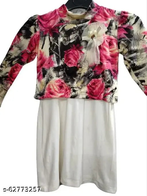 Pink velvet midi dress for girls, winter wear casual dress with long sleeves and a round neckline