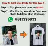 Customizable photo printed cotton-silk T-shirt, high-quality bio washed with personalized name on front, short sleeves, size S-XL, India origin