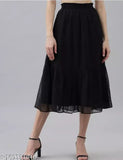 Georgette women's casual skirt, solid net, 1 quantity, size 24-36, Indian origin