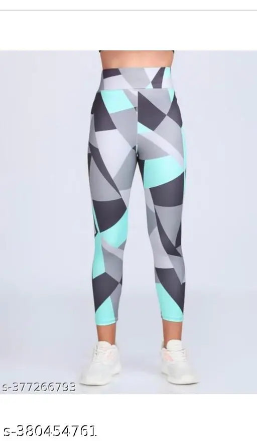 Stretchable striped sports track pants for women, colorblocked Lycra jeggings with adjustable waistband - perfect for yoga or gym workouts. Size 28-38 inch, made in India
