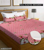 Elastic cotton double bedsheet set, floral pattern, RPAH Creative bedding castle with 2 pillow covers for summer - ideal for adults