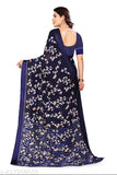 Moss green chiffon saree with silver border, ideal for Indian parties, free size, 5.5m length
