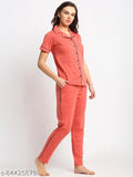 Boston Club cotton nightsuit for women, hosiery fabric and short sleeves solid nightwear